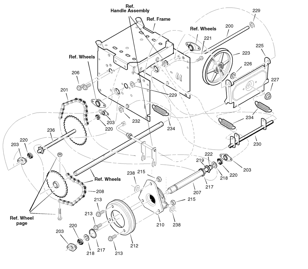 Drive Diagram and Parts List for 1695488-18-2863-29 2008 Briggs and Stratton Snow Blower